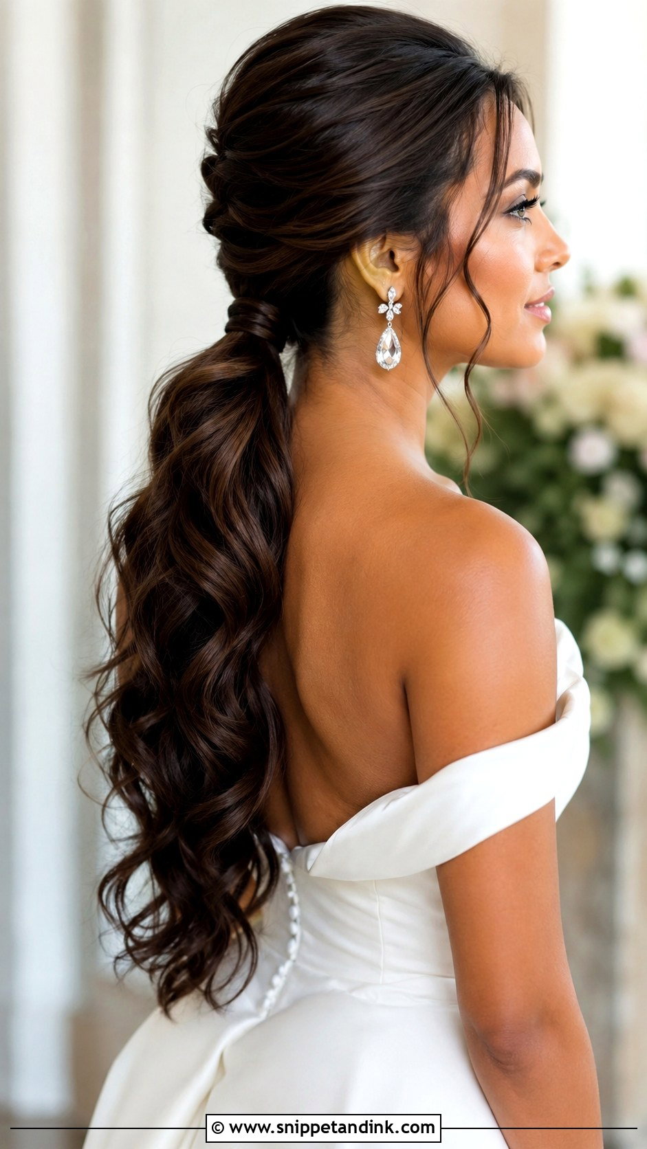 Long Hair Bridal Ponytail - Snippet and Ink - 15 Long Hair Bridal Hairstyle Ideas