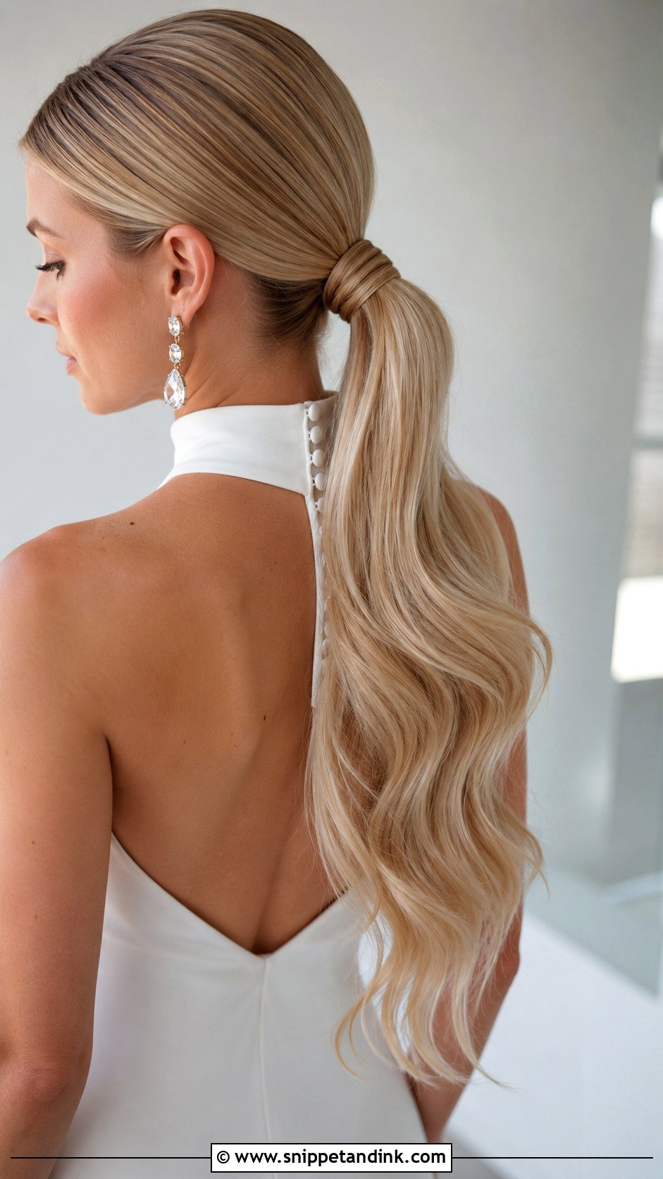 Long Hair Bridal Sleek Ponytail - Snippet and Ink - 15 Long Hair Bridal Styles