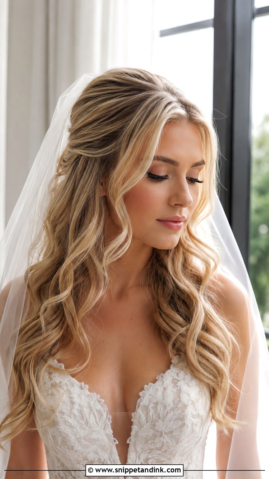 Long Hair Bridal Soft Curls With Veil - Snippet and Ink - 15 Long Hair Bridal Hairstyle Ideas
