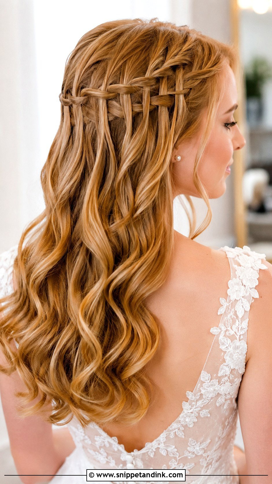 Long Hair Bridal Waterfall Braid - Snippet and Ink - 15 Long Hair Bridal Styles
