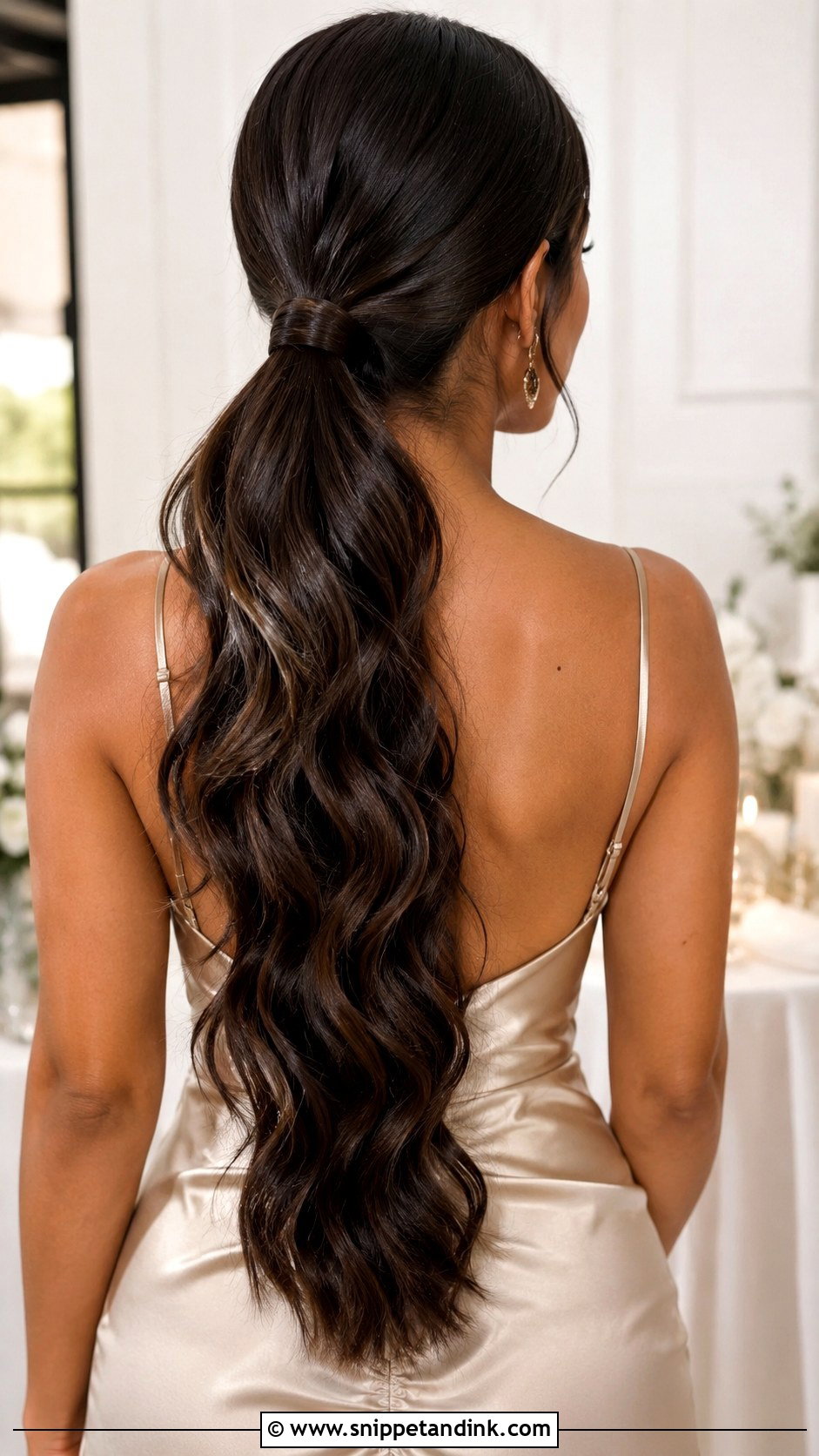 Long Hair Bridesmaid Low Ponytail - Snippet and Ink - 20 Bridesmaid Low Ponytail Ideas