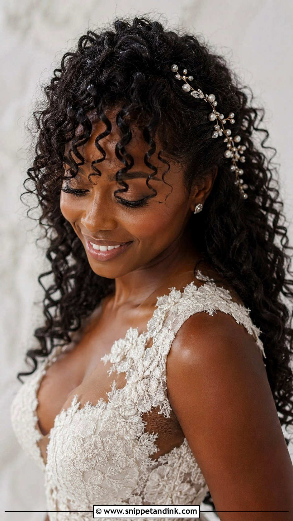 Long Hair Curly Bangs Wedding Hairstyle - Snippet and Ink - 15 Long Hair Bangs Wedding Hairstyles