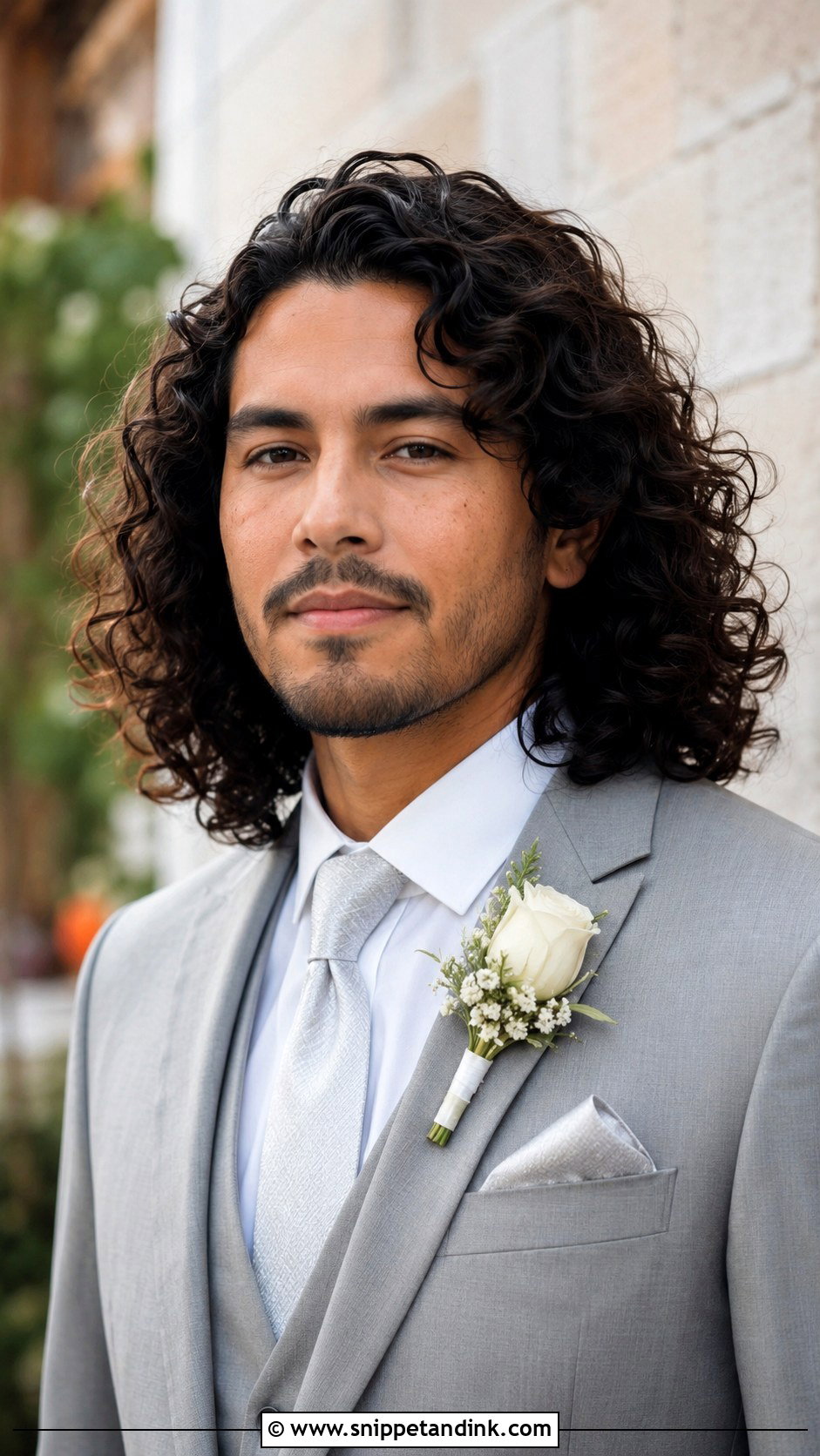 Long Hair Curly Groom Hairstyle - Snippet and Ink - 15 Long Hair Men Groom Wedding Hairstyle Ideas