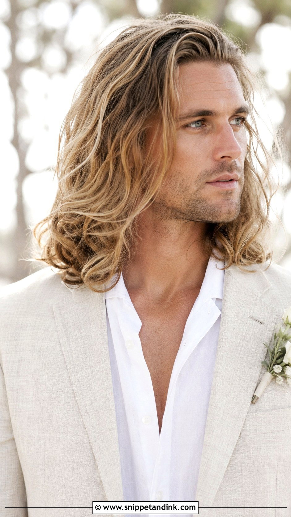 Long Hair Groom Loose Waves - Snippet and Ink - 15 Long Hair Groom Wedding Ideas