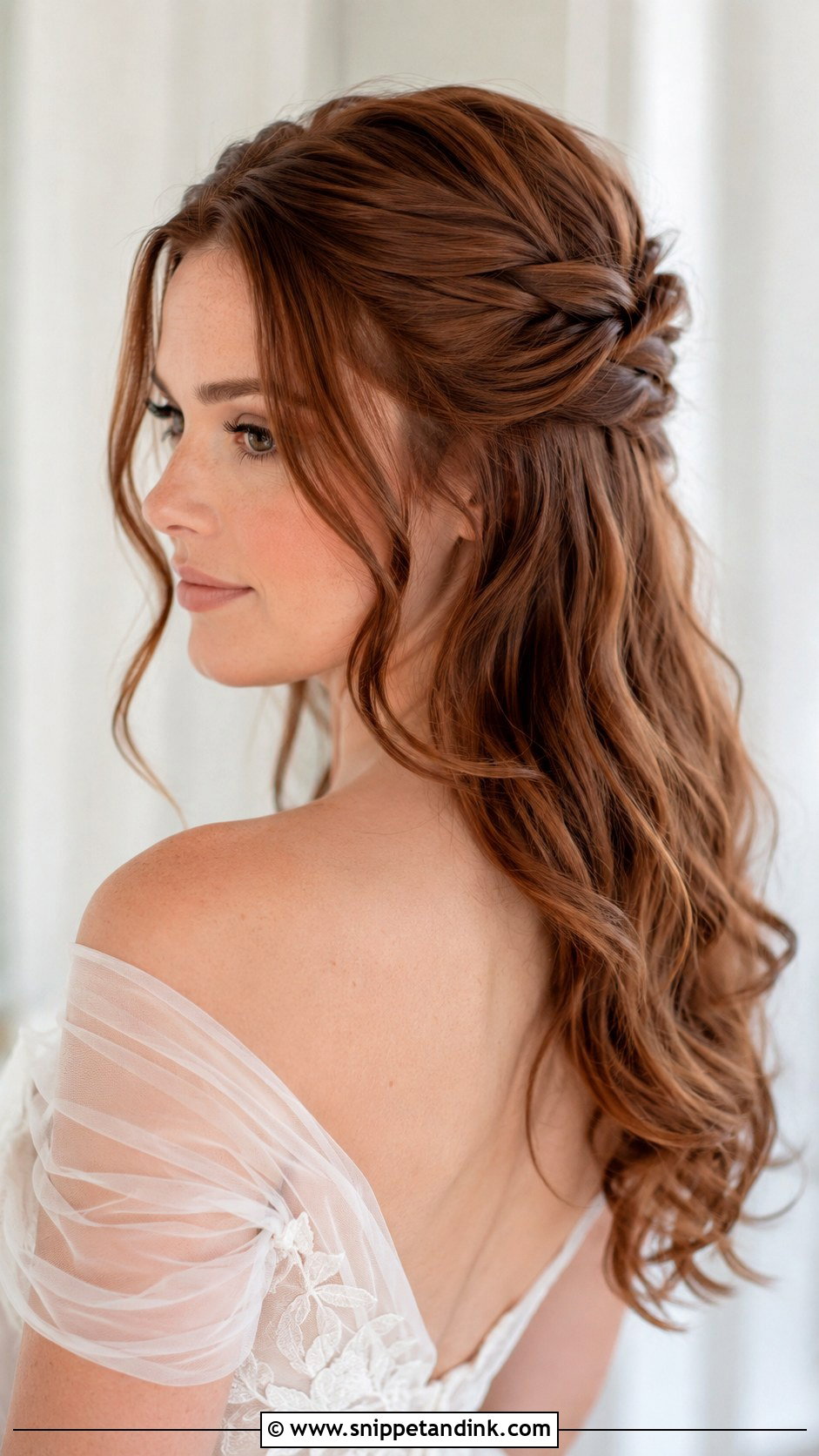Long Hair Half Up Half Down Wedding Hair With Twists - Snippet and Ink - 15 Long Hair Half-Up Half-Down Wedding Hairstyles