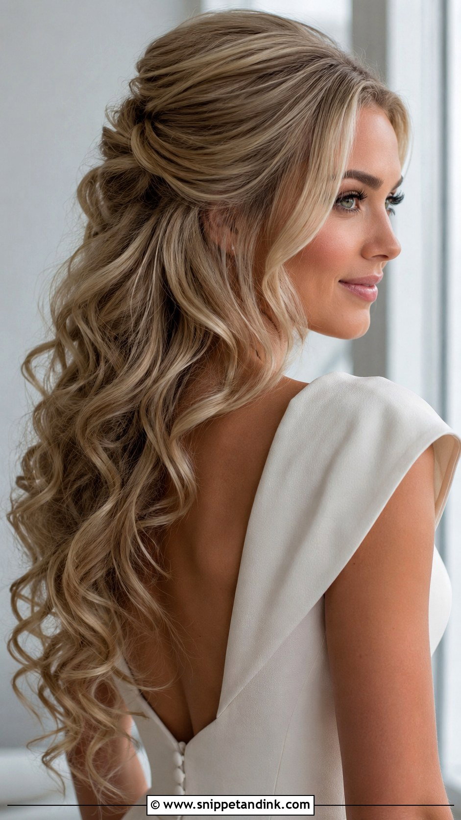 Long Hair Half Up Half Down Wedding Hair With Volume - Snippet and Ink - 15 Long Hair Half-Up Half-Down Wedding Hairstyles