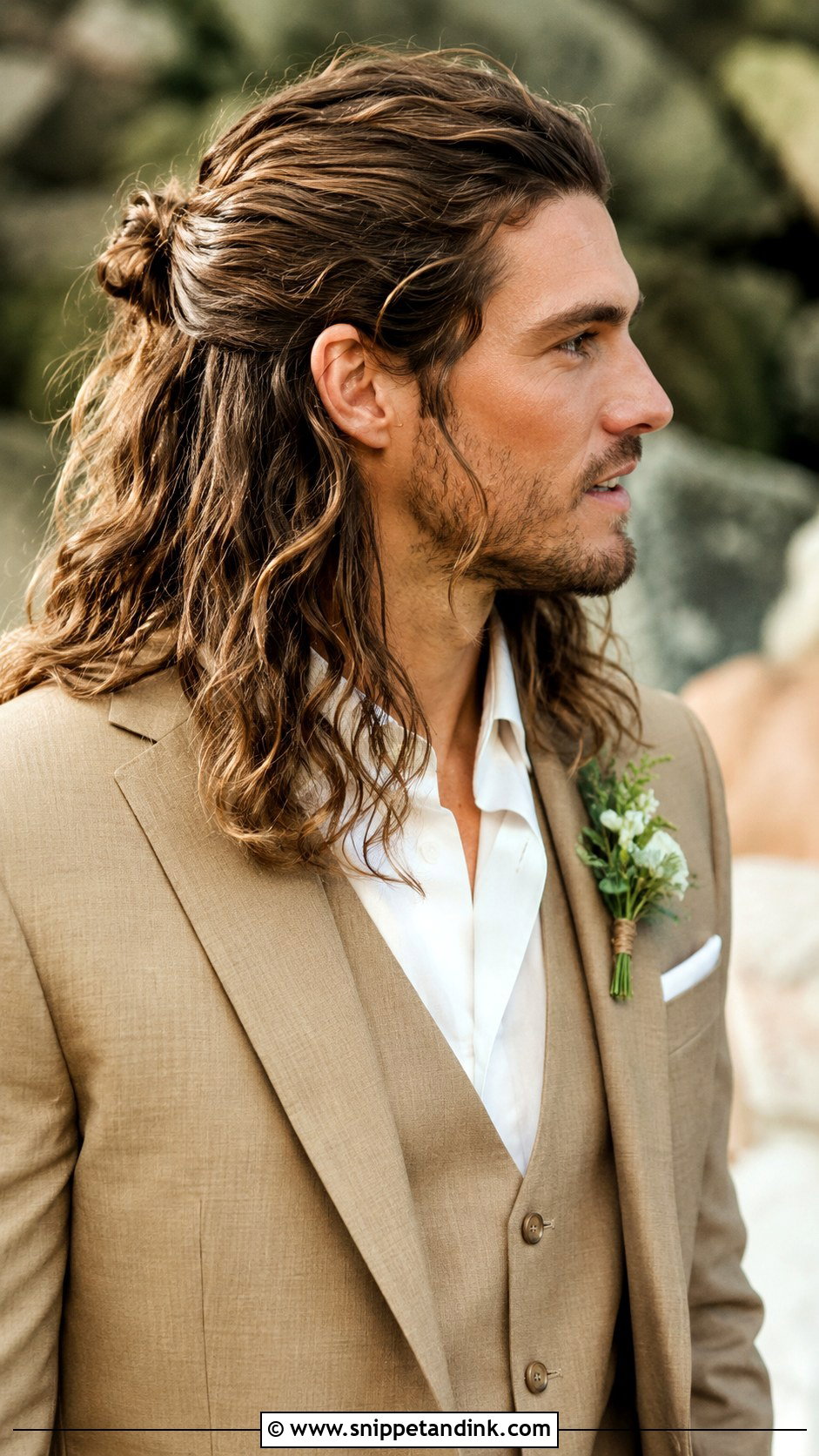 Long Hair Half Up Style - Snippet and Ink - 25 Wedding Hairstyles for Men