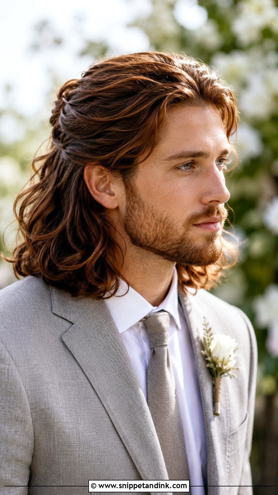 Long Hair Half Up Wedding Hairstyle For Groom - Snippet and Ink - 15 Wedding Hairstyles for Groom
