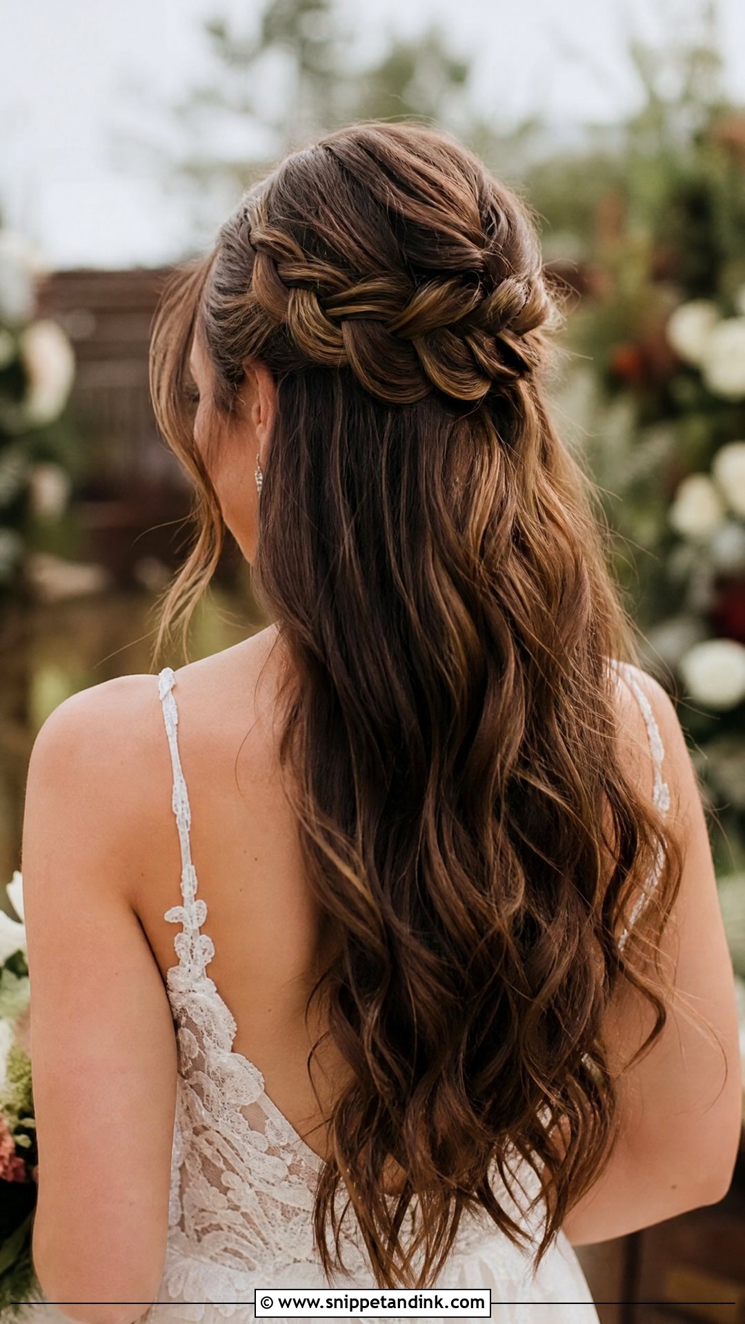 Long Hair Half Up With Braid - Snippet and Ink - 20 Long Hair Down Wedding Styles
