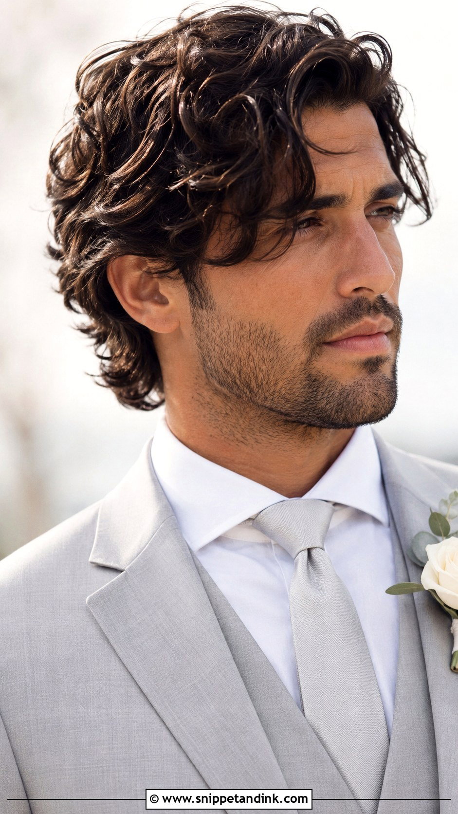Long Hair Low Bun Wedding Hairstyle For Men - Snippet and Ink - 15 Men Wedding Hairstyle Ideas