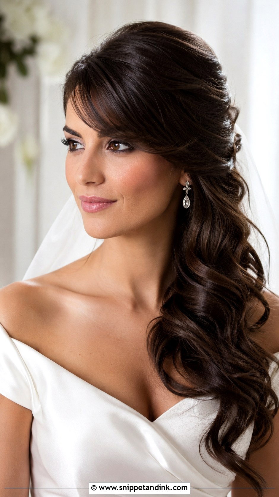 Long Hair Side Bangs Wedding Hairstyle - Snippet and Ink - 15 Long Hair Bangs Wedding Hairstyles