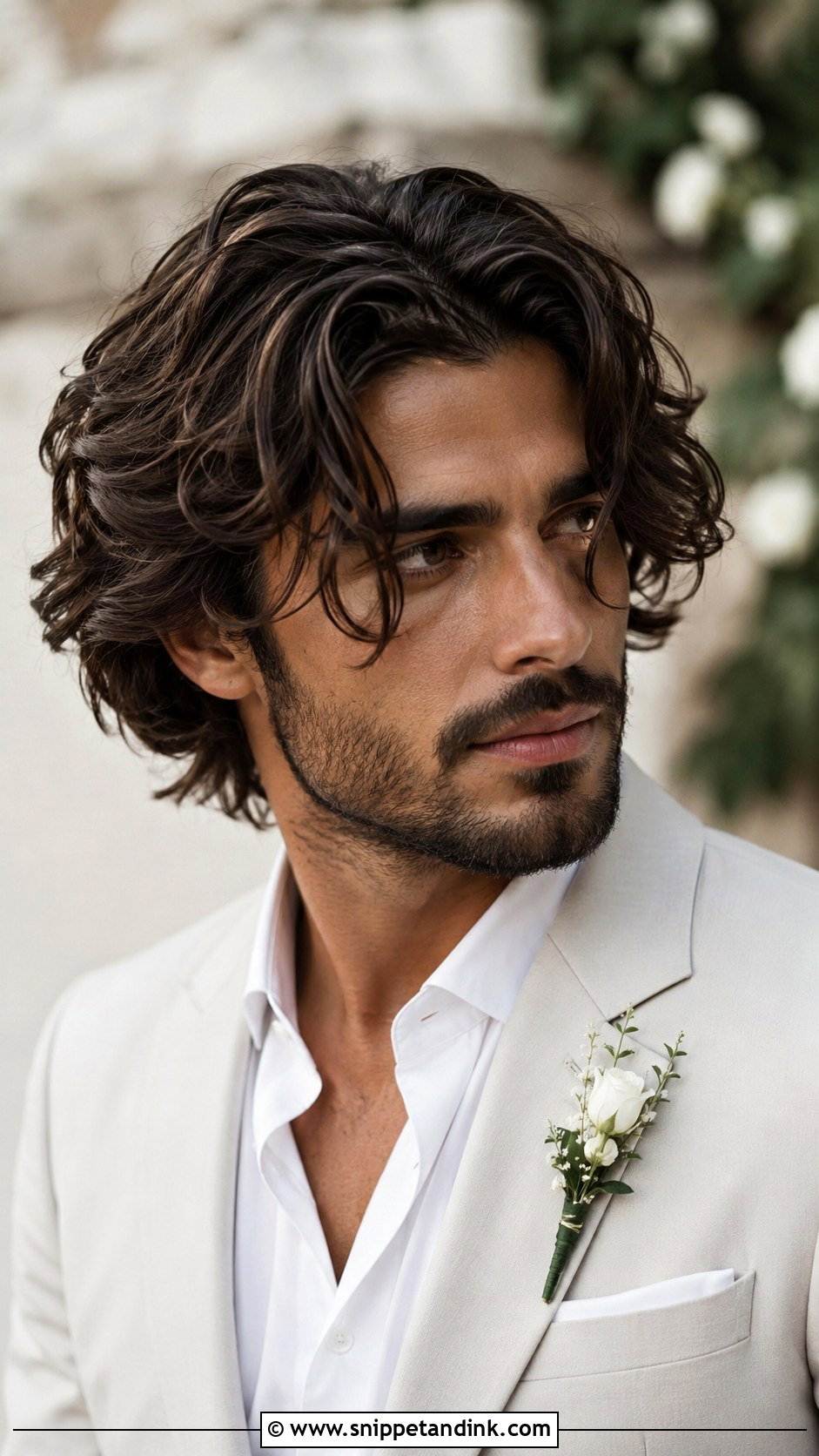 Long Hair Textured Groom Hairstyle - Snippet and Ink - 15 Long Hair Men Groom Wedding Hairstyle Ideas