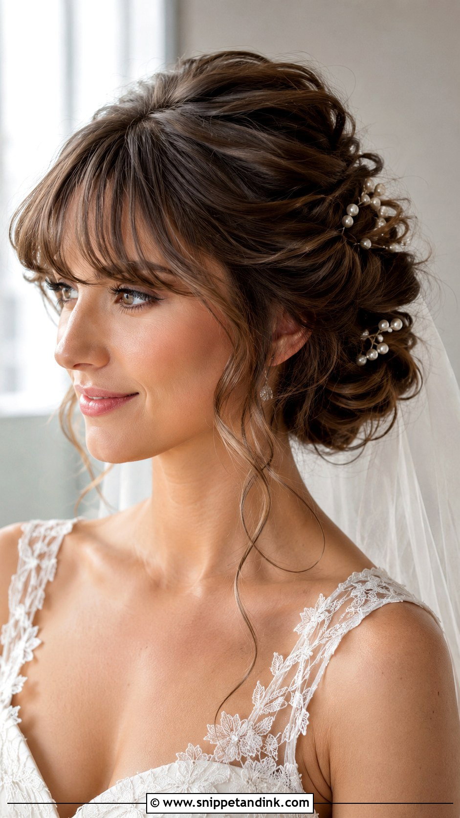 Long Hair Updo With Bangs Wedding Hairstyle - Snippet and Ink - 15 Long Hair Bangs Wedding Hairstyles