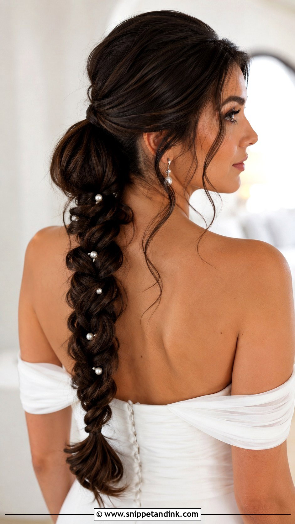 Long Hair Wedding Braided Ponytail - Snippet and Ink - 15 Simple Long Hair Wedding Styles