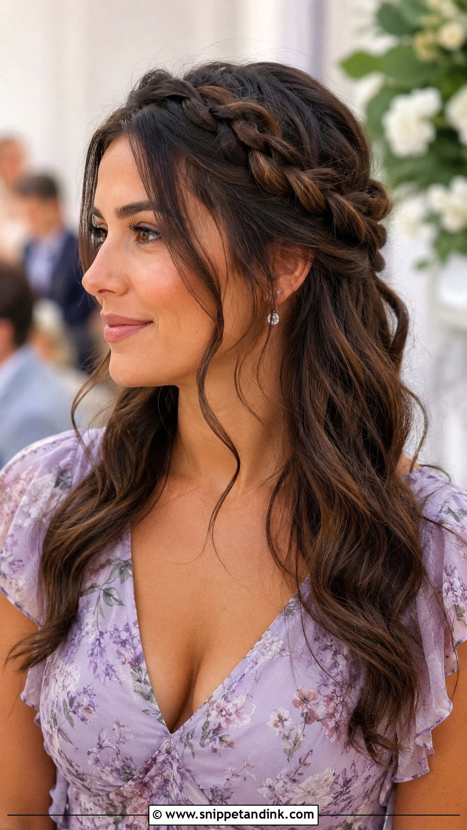 Long Hair Wedding Guest Braided Crown - Snippet and Ink - 15 Long Hair Ideas for Wedding Guest