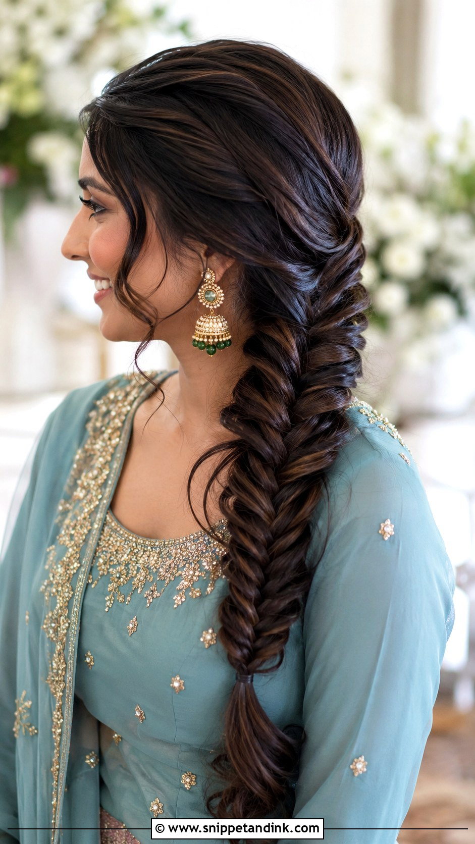 Long Hair Wedding Guest Fishtail Braid - Snippet and Ink - 15 Long Hair Ideas for Wedding Guest