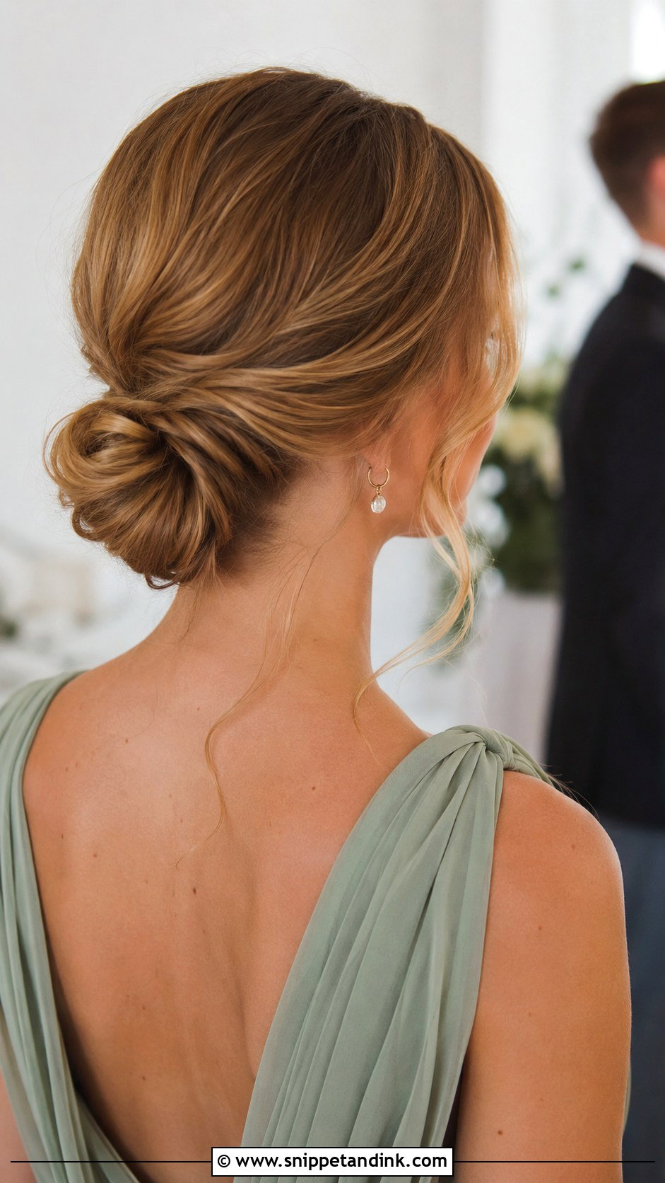 Long Hair Wedding Guest Low Bun - Snippet and Ink - 15 Long Hair Ideas for Wedding Guest