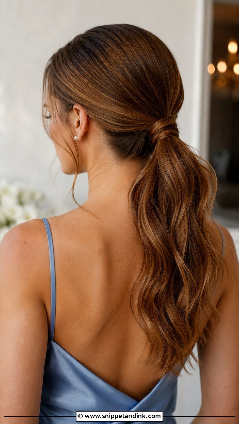 Long Hair Wedding Guest Low Ponytail - Snippet and Ink - 15 Long Hair Wedding Guest Styles