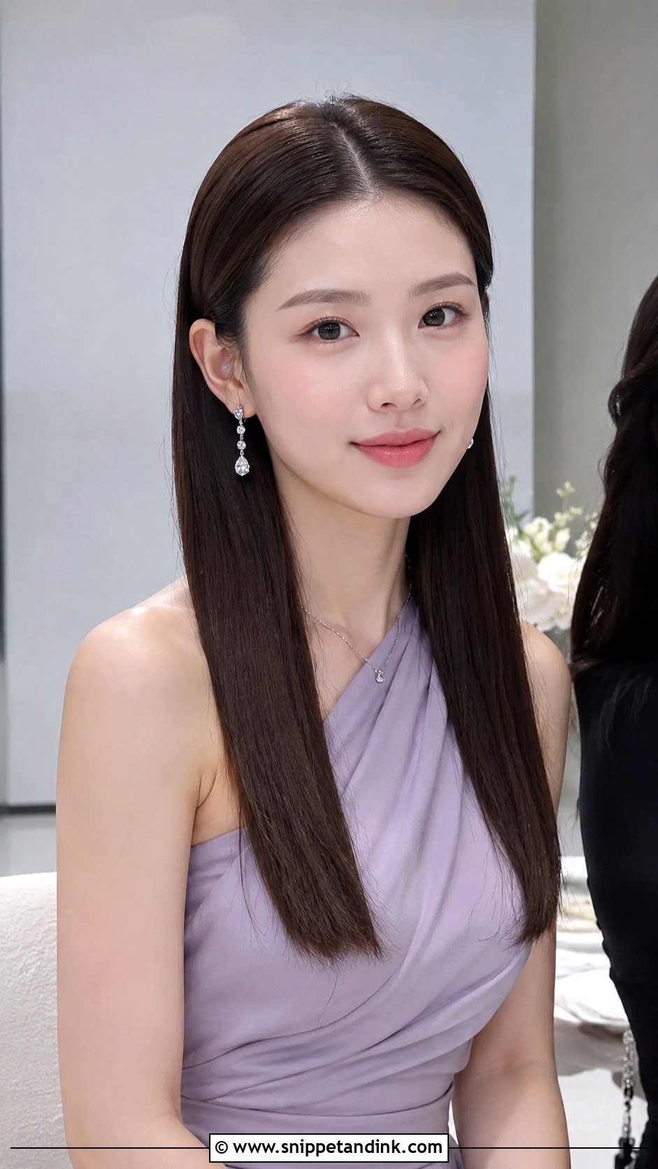 Long Hair Wedding Guest Sleek Straight Hair - Snippet and Ink - 15 Long Hair Ideas for Wedding Guest