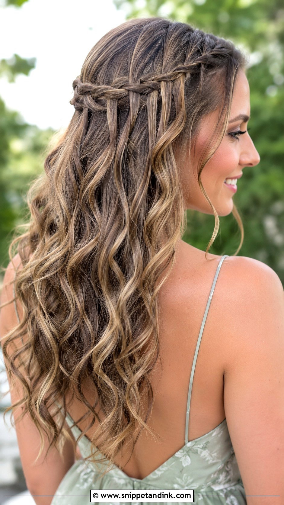 Long Hair Wedding Guest Waterfall Braid - Snippet and Ink - 15 Long Hair Wedding Guest Styles