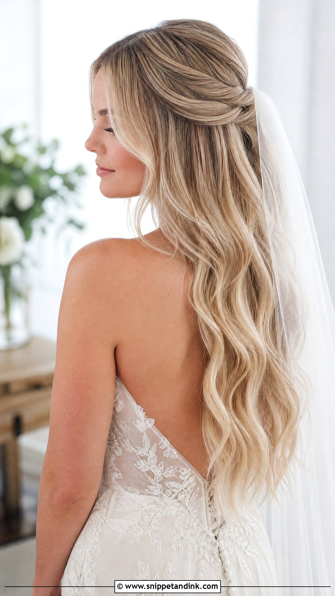 Long Hair Wedding Hairstyle - Snippet and Ink - 15 Cute Simple Wedding Hairstyles
