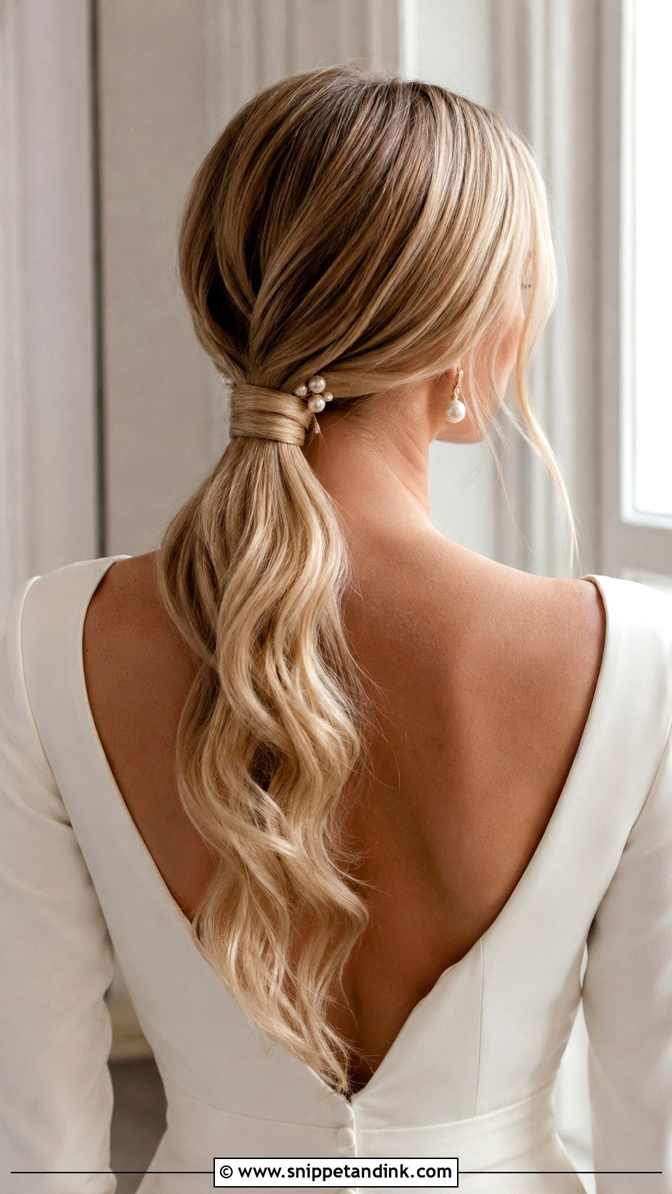 Long Hair Wedding Low Ponytail - Snippet and Ink - 15 Simple Long Hair Wedding Styles