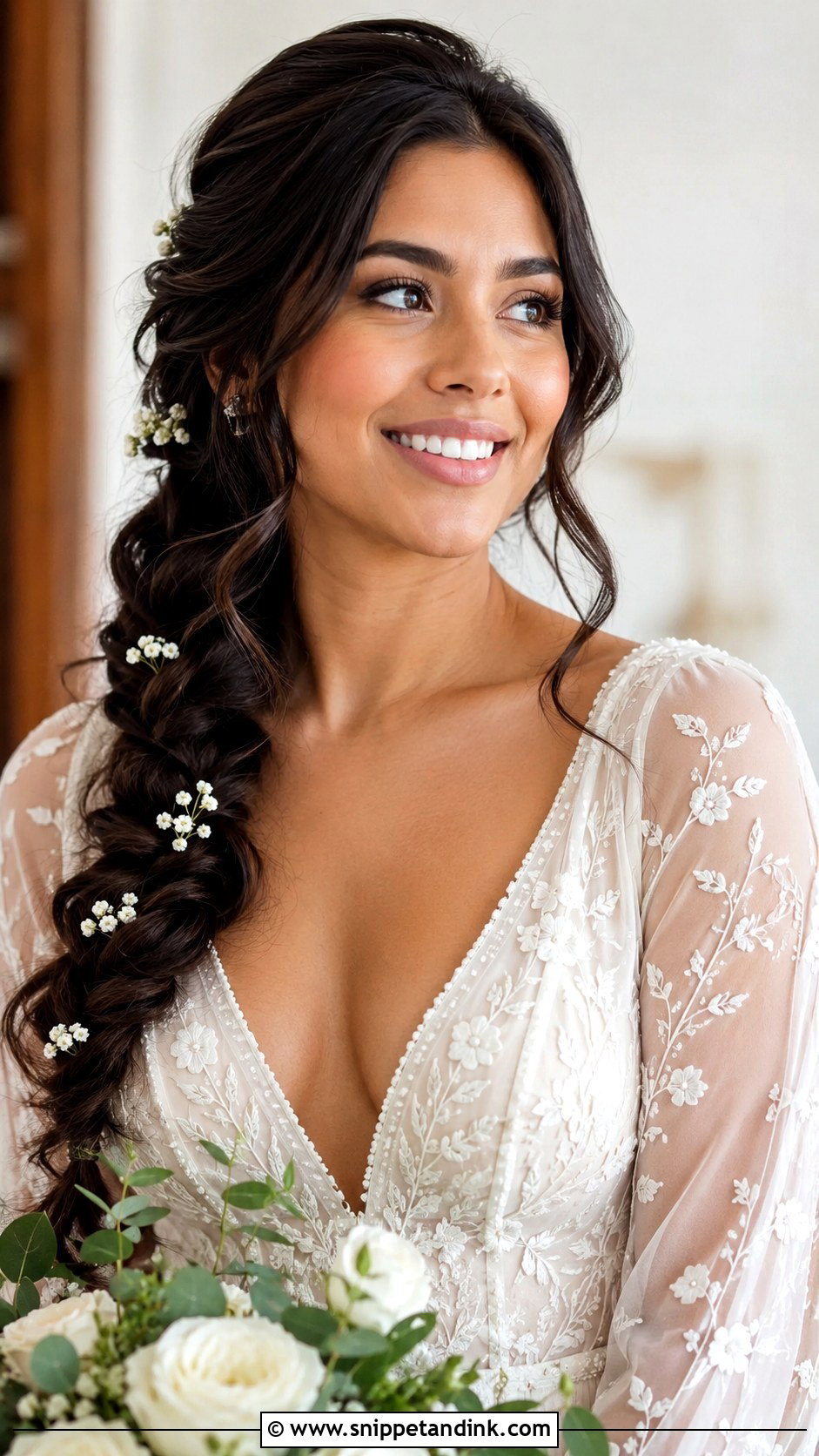 Long Hair Wedding Side Braid - Snippet and Ink - 15 Simple Long Hair Wedding Styles