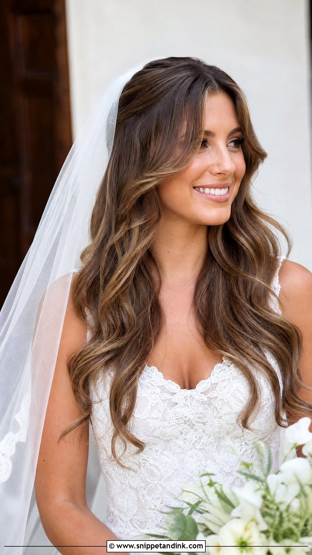 Long Hair Wedding Veil With Curtain Bangs - Snippet and Ink - 15 Long Hair Wedding Vails
