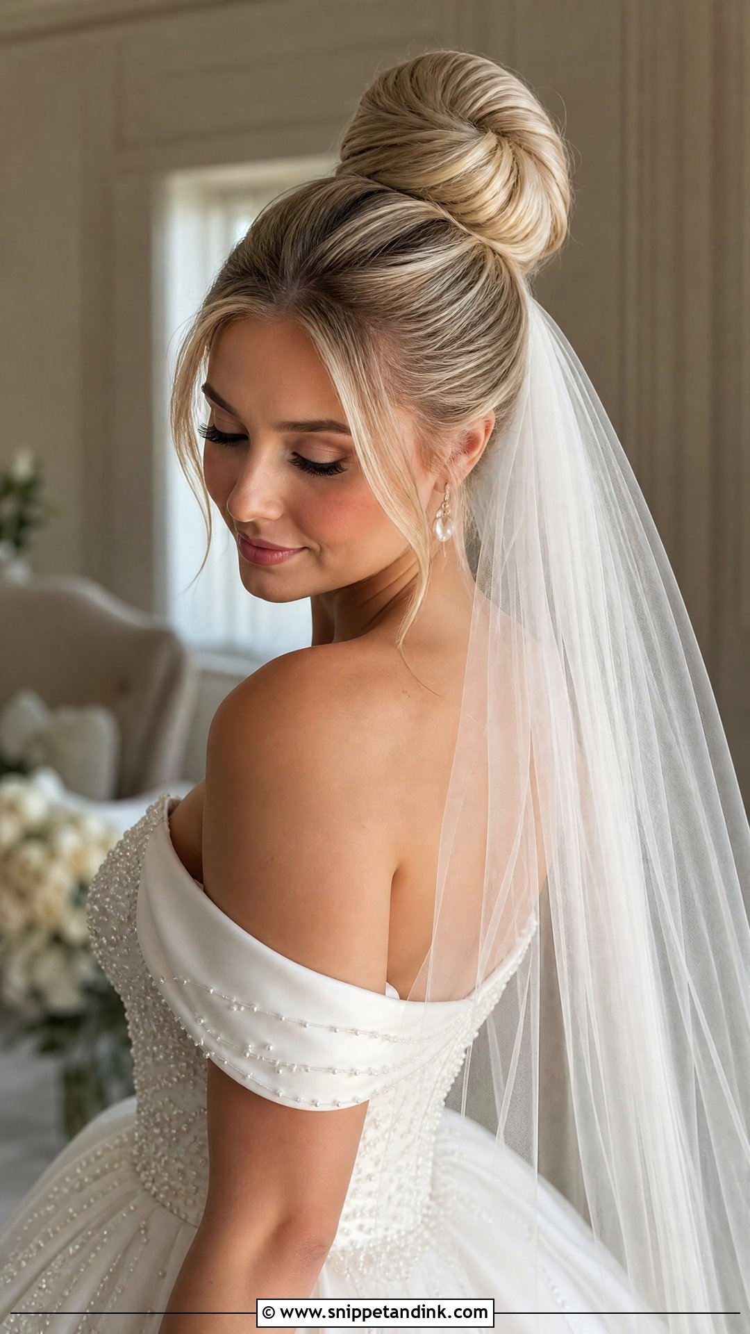 Long Hair Wedding Veil With High Bun - Snippet and Ink - 15 Long Hair Wedding Vails