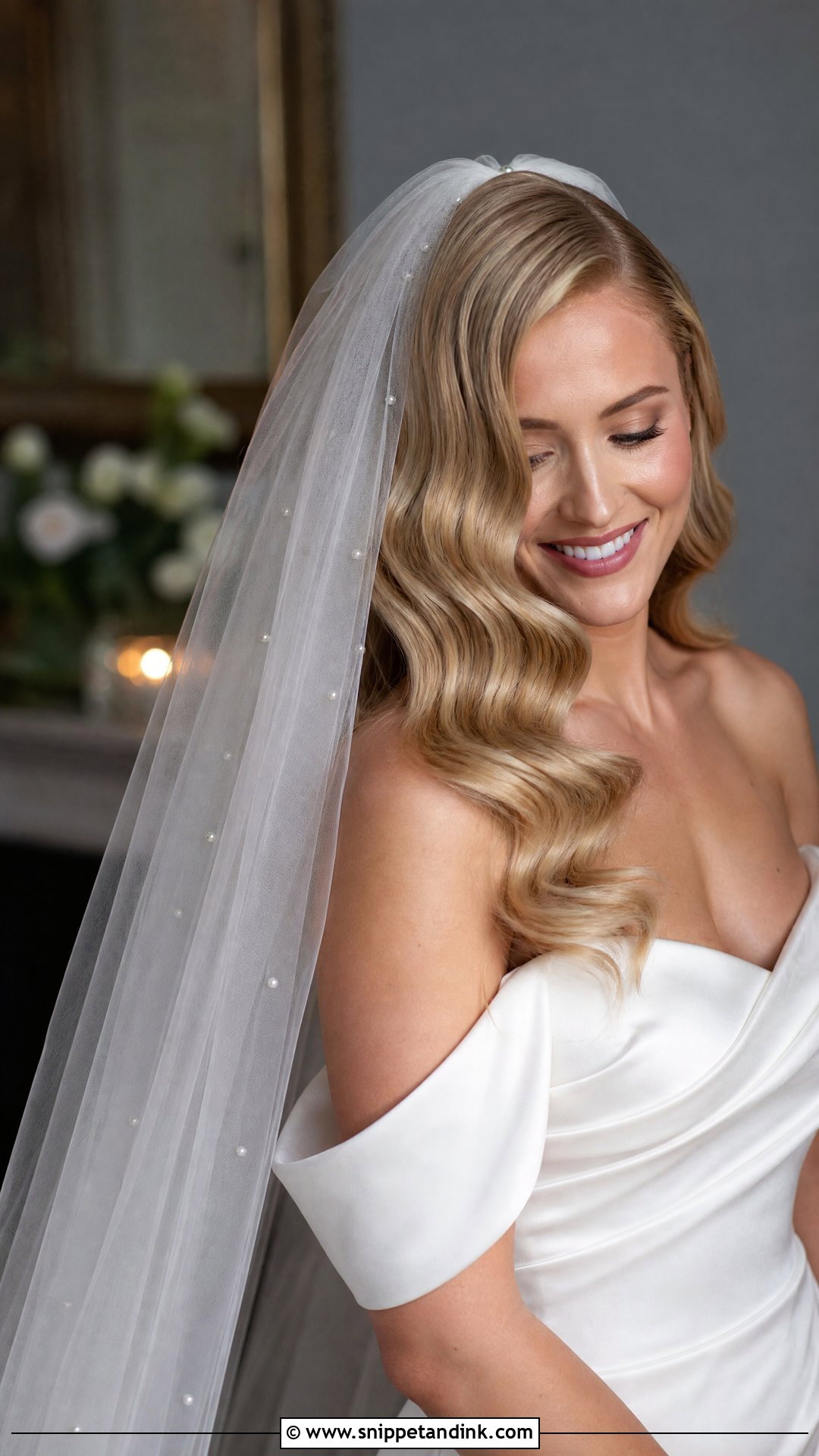 Long Hair Wedding Veil With Hollywood Waves - Snippet and Ink - 15 Long Hair Wedding Vails