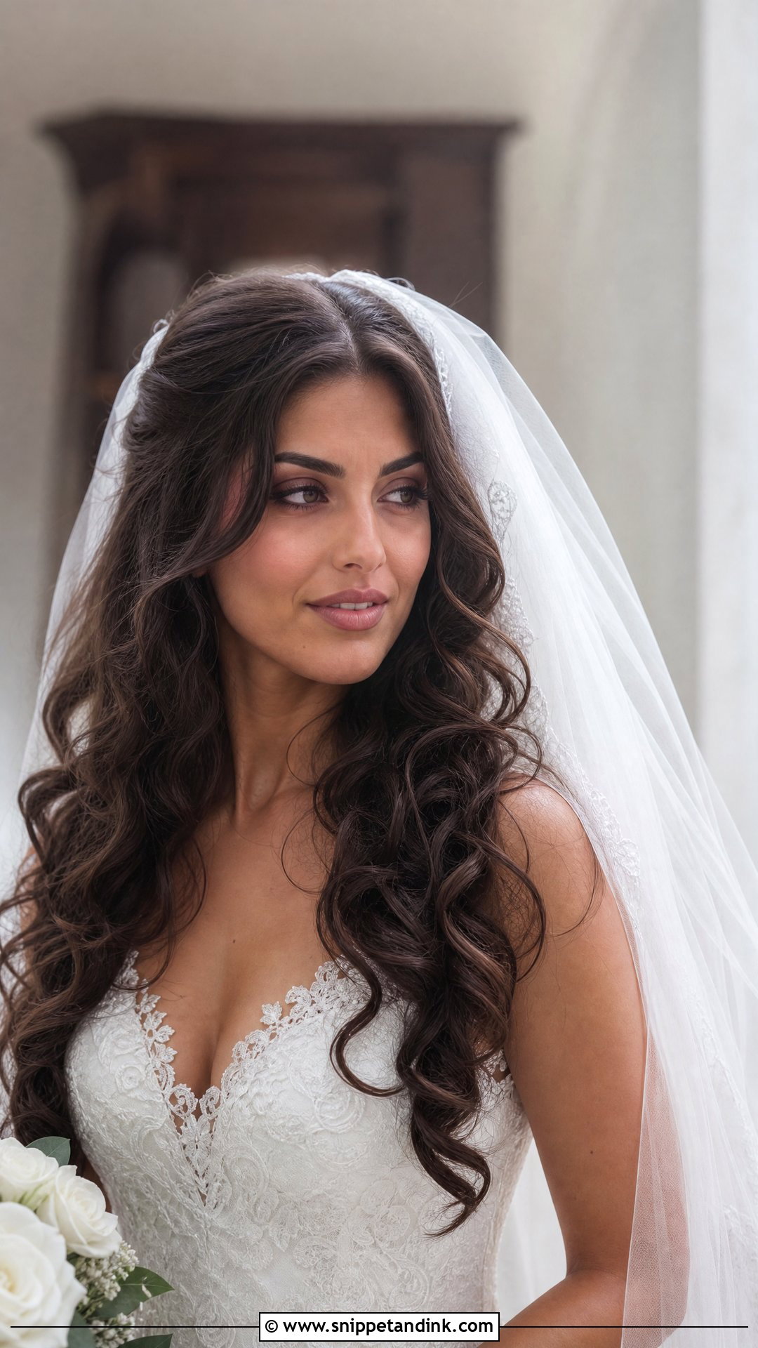 Long Hair Wedding Veil With Loose Curls - Snippet and Ink - 15 Long Hair Wedding Vails