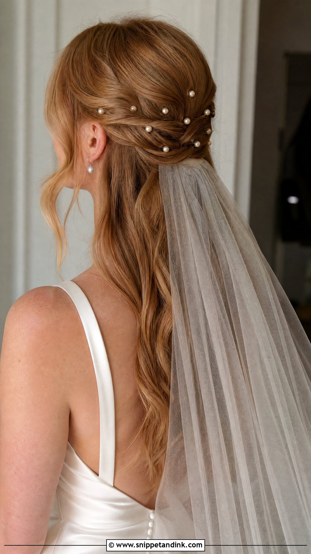 Long Hair Wedding Veil With Pearl Hair Pins - Snippet and Ink - 15 Long Hair Wedding Vails