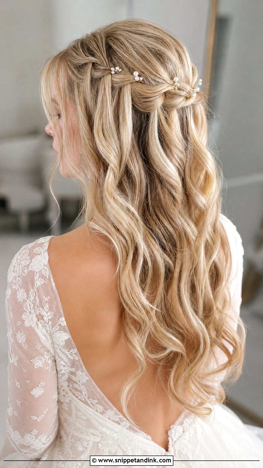 Long Hair Wedding Waterfall Braid - Snippet and Ink - 15 Easy Long Hair Wedding Styles