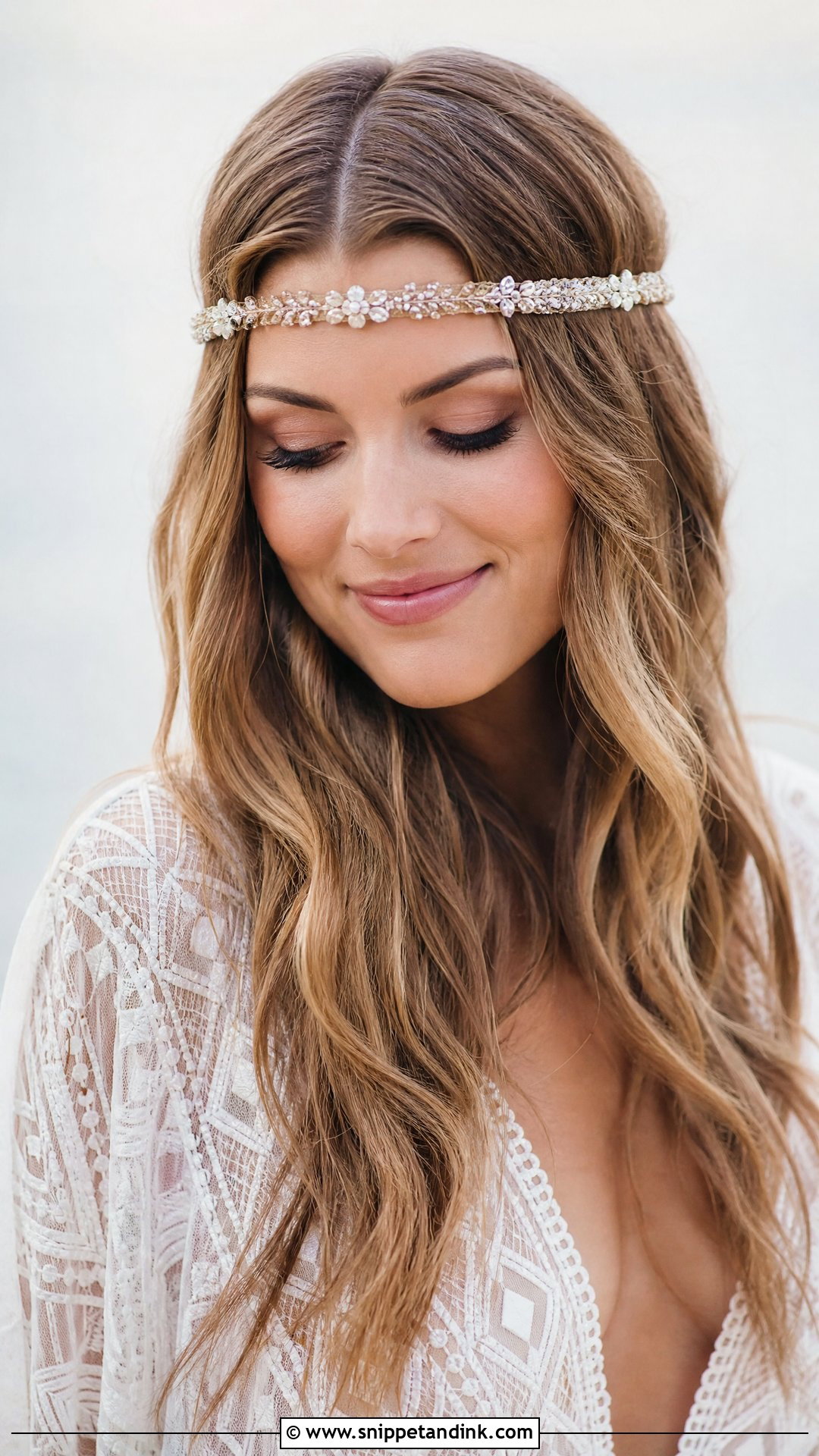 Long Hair With Beaded Headband - Snippet and Ink - 20 70s Wedding Hair Ideas