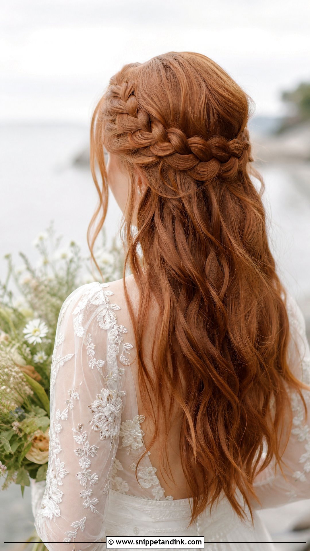 Long Hair With Braided Crown - Snippet and Ink - 20 Long Hair Down Wedding Styles