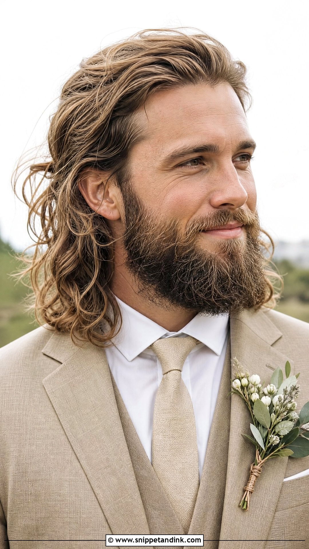 Long Hair With Full Beard - Snippet and Ink - 20 Groom Hairstyle Men Wedding with Beard Ideas