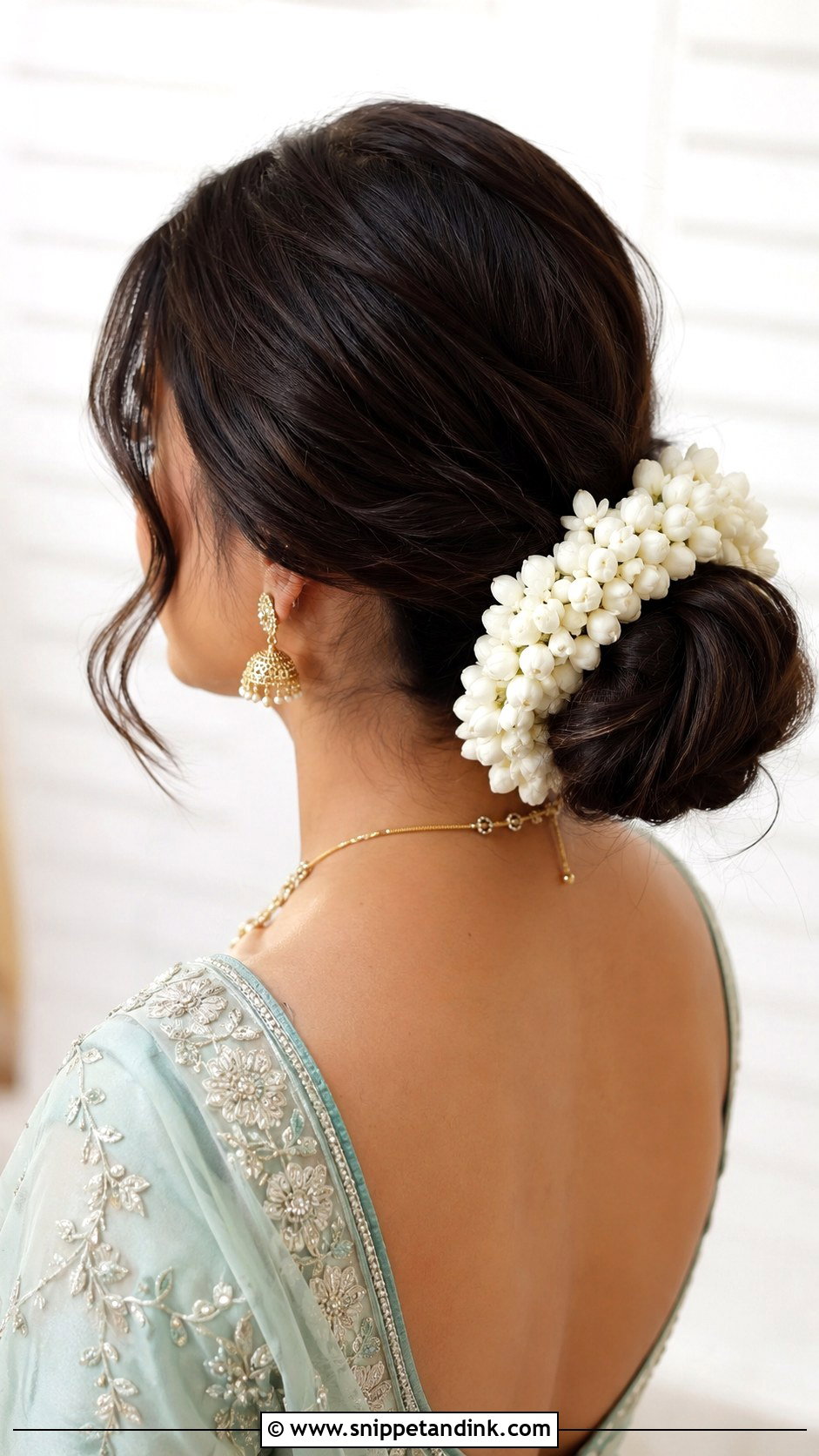 Long Hair With Gajra Bun - Snippet and Ink - 15 Long Hairstyles Indian Wedding