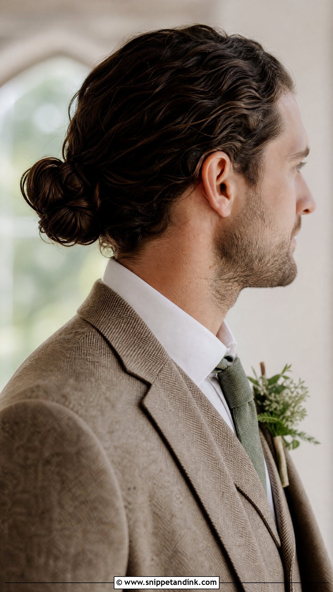 Long Hair With Low Bun - Snippet and Ink - 20 Groom Hairstyle Ideas