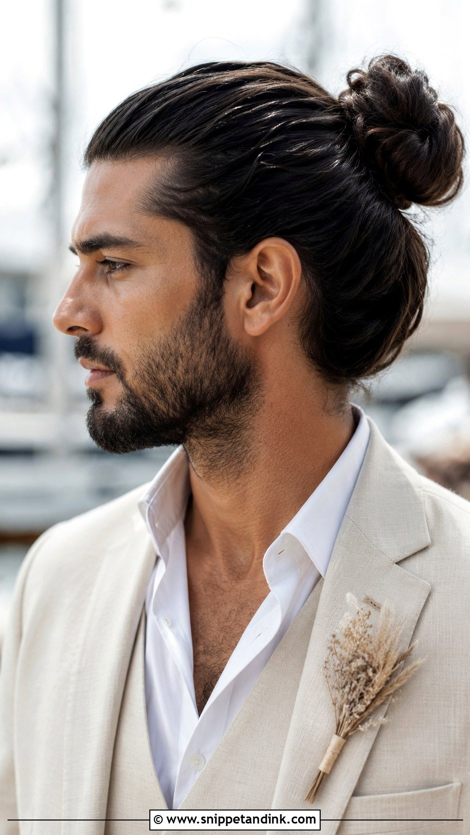 Long Hair With Man Bun - Snippet and Ink - 25 Groom Haircut Ideas
