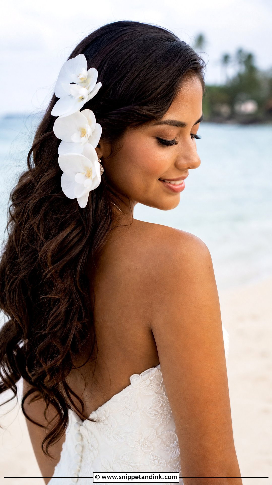 Long Hair With Orchids - Snippet and Ink - 20 Wedding Hair Down with Flowers