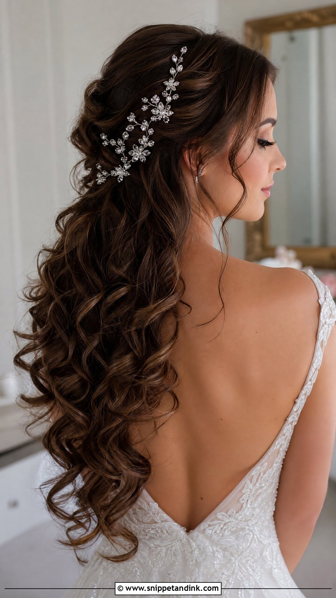 Long Hair With Soft Curls - Snippet and Ink - 20 All Down Wedding Hair Ideas