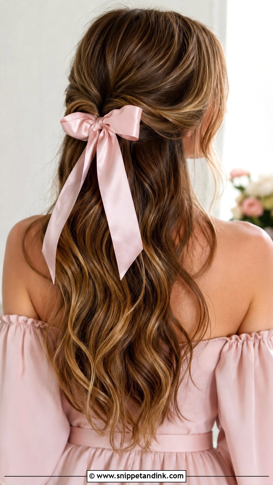 Long Hair With Soft Ribbon Detail - Snippet and Ink - 25 Wedding Guest Hair Down Ideas
