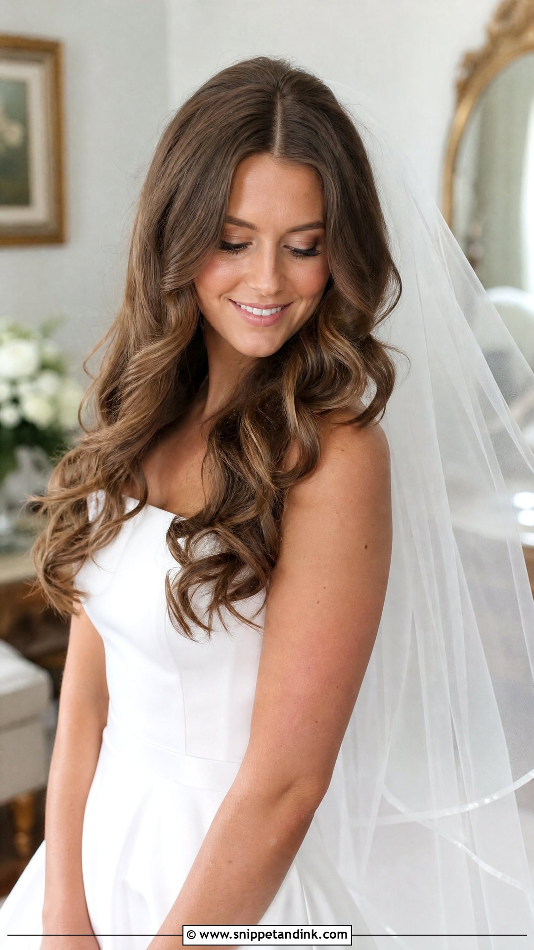 Long Hair With Veil Down - Snippet and Ink - 20 Long Hair Down Wedding Styles