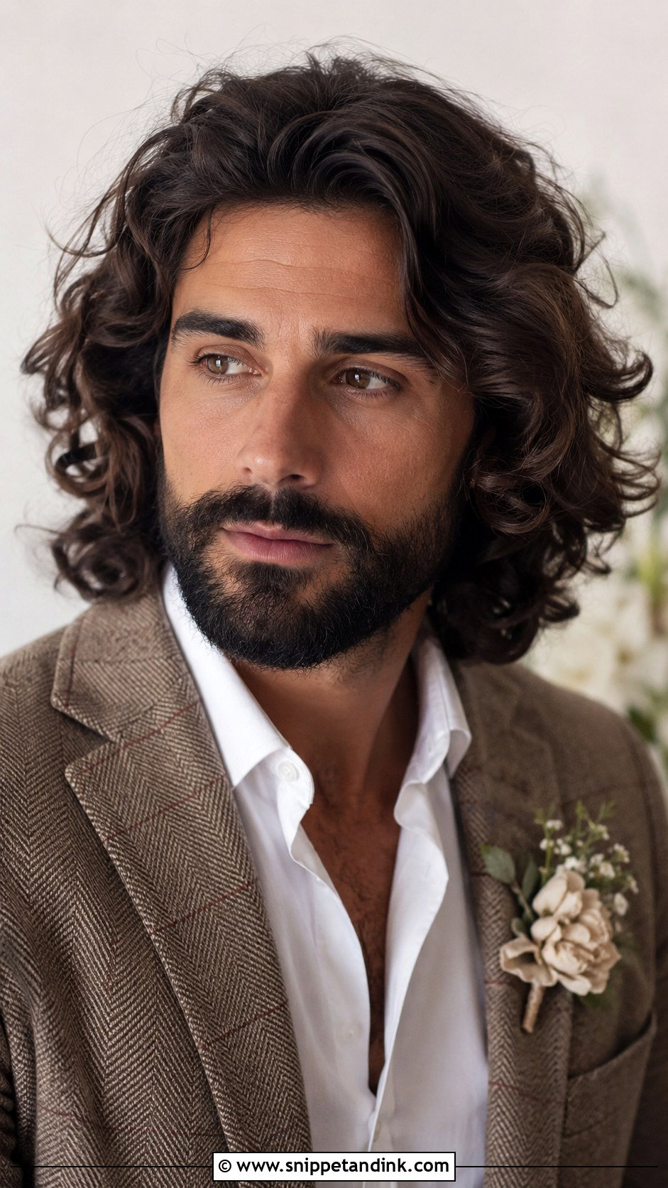Long Hair with Beard - Snippet and Ink - 20 Long Hair Groom Ideas
