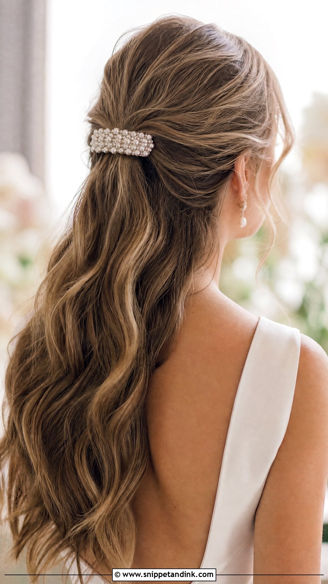 Long Hair with Statement Hair Clips - Snippet and Ink - 20 Long Wedding Hair All Down Ideas