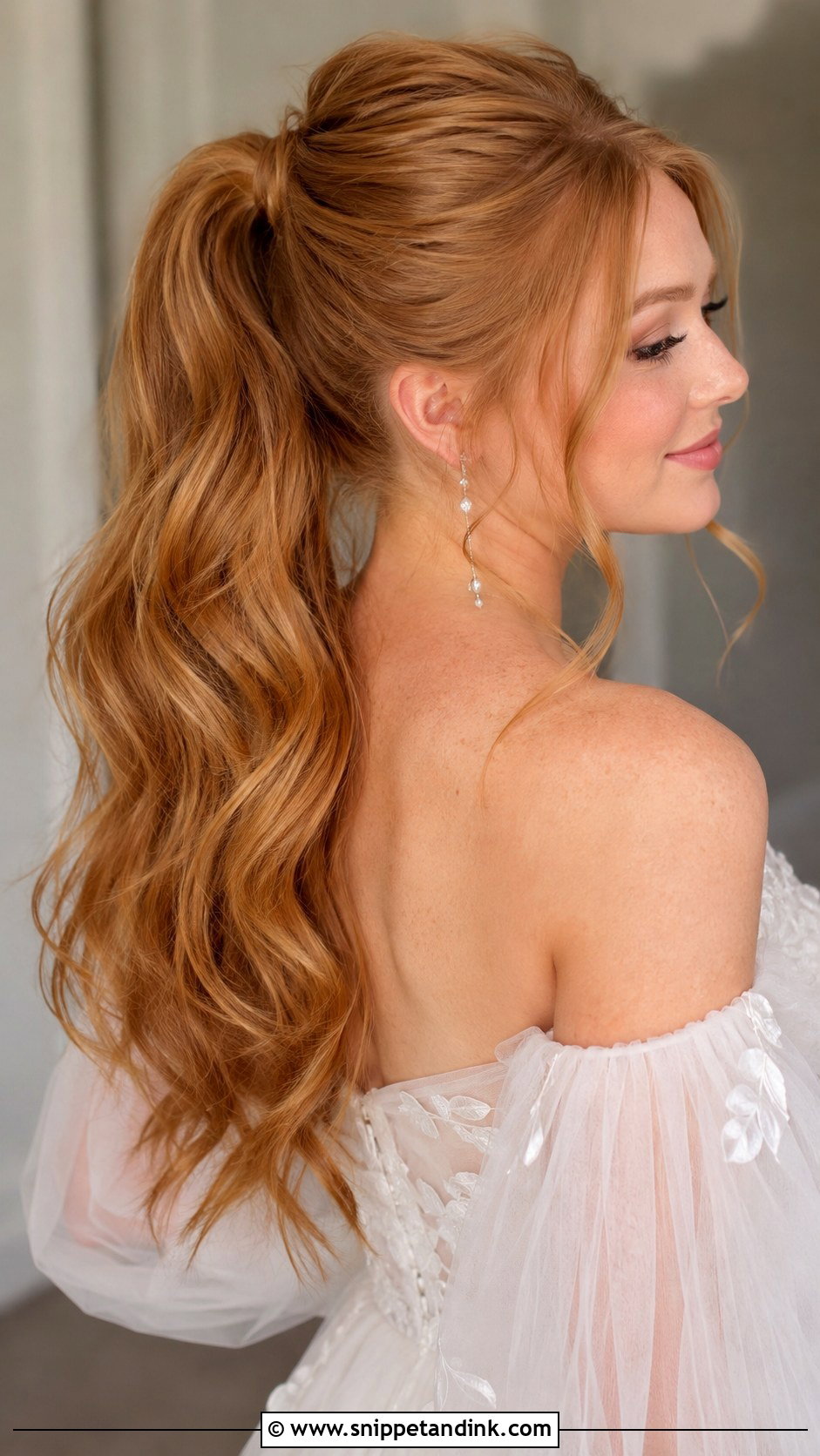 Long Half Up Ponytail Wedding Hairstyle - Snippet and Ink - 15 Long Ponytail Wedding Hairstyles