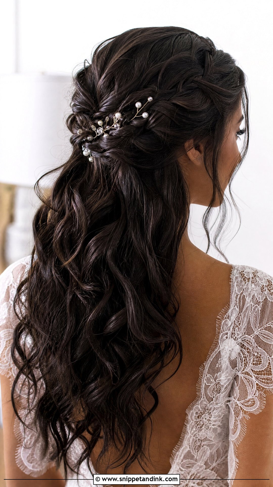 Long Half Up Wedding Hair With Braid - Snippet and Ink - 20 Wedding Long Hairstyles Down