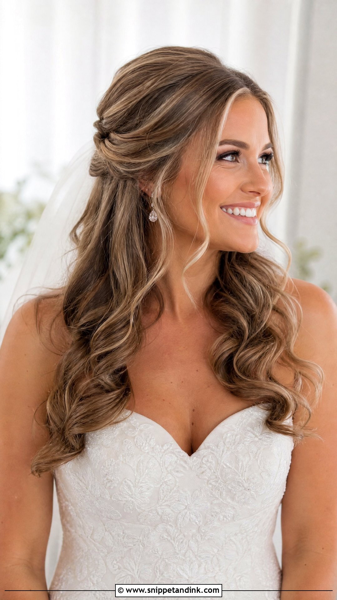 Long Half Up Wedding Hair With Curls - Snippet and Ink - 20 Wedding Long Hairstyles Down