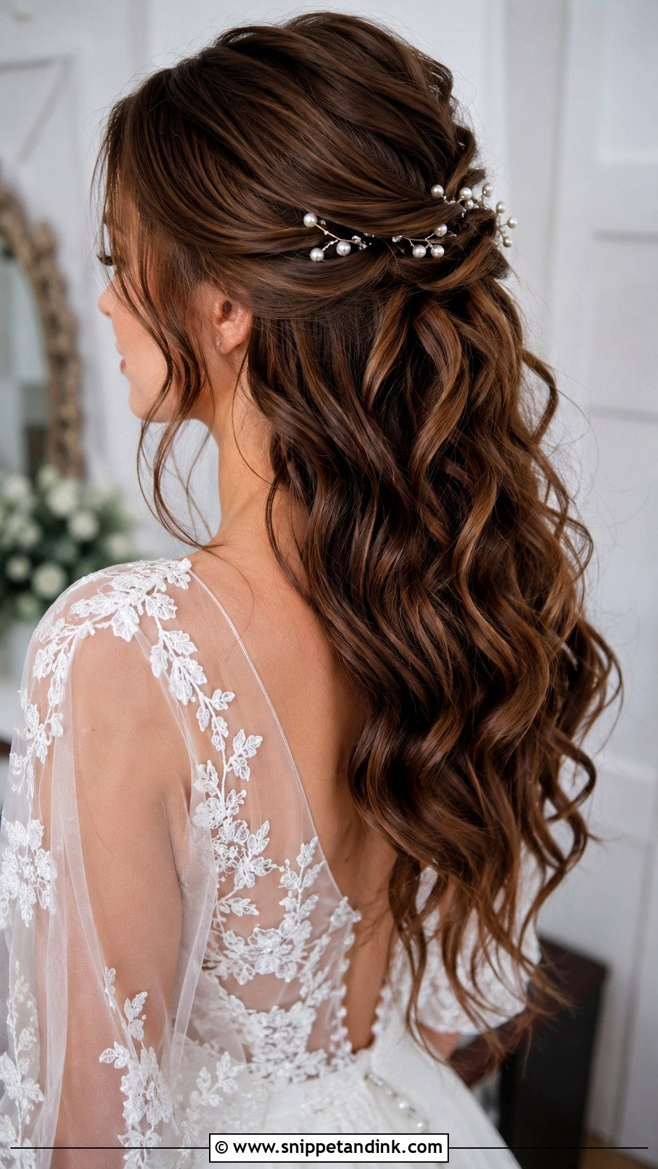 Long Half Up Wedding Waves - Snippet and Ink - 15 Long Hair Wedding Waves