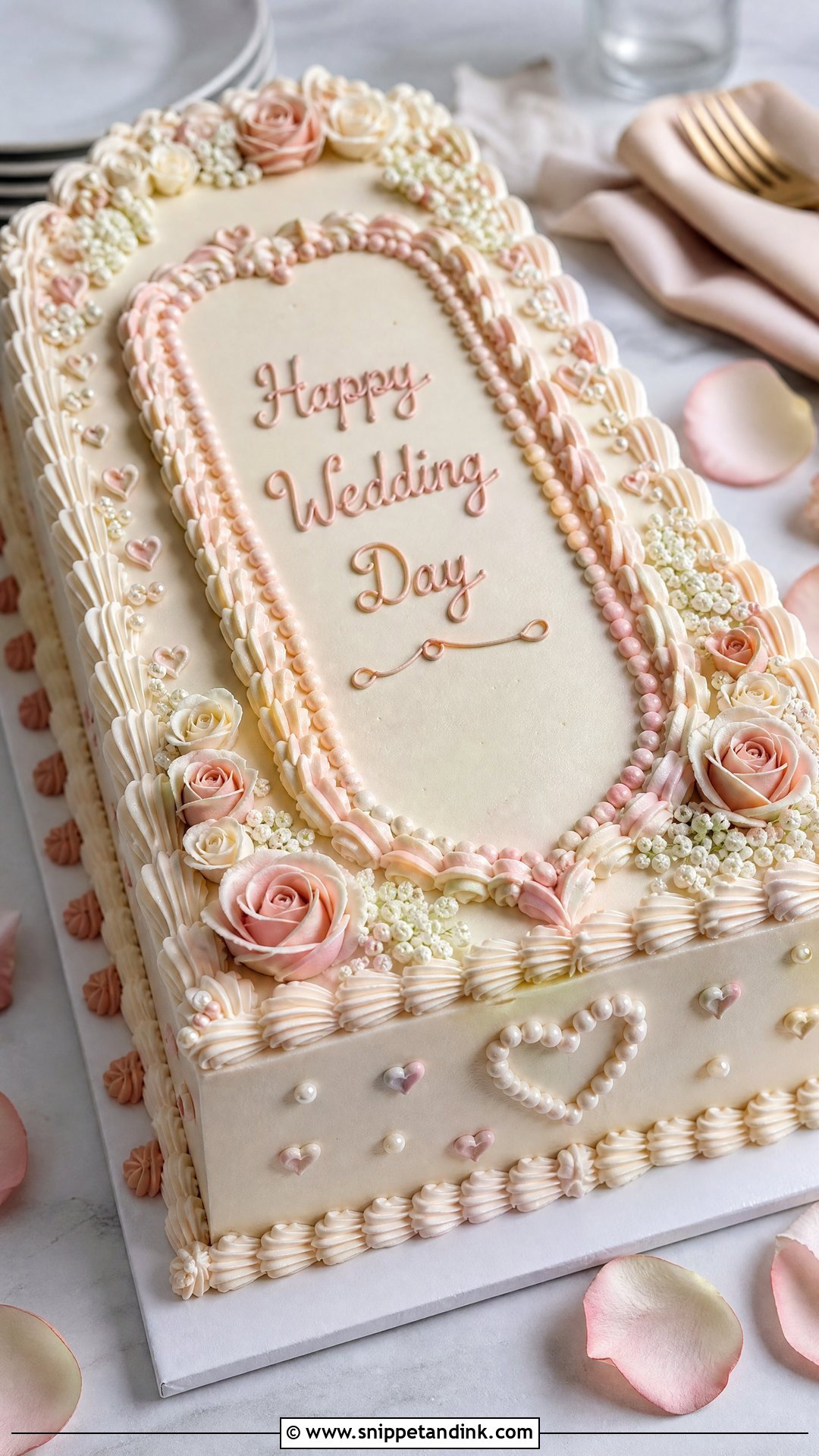Long Heart Wedding Cake - Snippet and Ink - 20 Long Wedding Cake Ideas